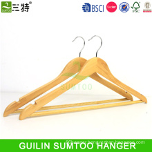 low price wooden suit hanger with bar pant hanger with locking bar cheap wood hangers